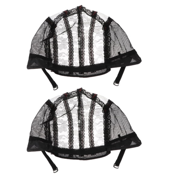 EXHUMKY Black Stretchy Mesh Wig Caps for Comfortable Fit, Elastic Breathable Hair Net, 2 Pieces