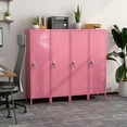 thumbnail image 2 of Metal Lockers with Handle and 2 Pegboard & 5 Hooks for Home,Gym, School, Office,Garage,Pink,15" D x 15" W x 54.45" H,Required Assembly, 2 of 15