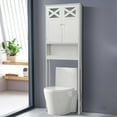 thumbnail image 2 of Ktaxon Over the Toilet Storage, Bathroom Storage Cabinet Organizer  with Adjustable Shelf Double Doors, White, 2 of 15