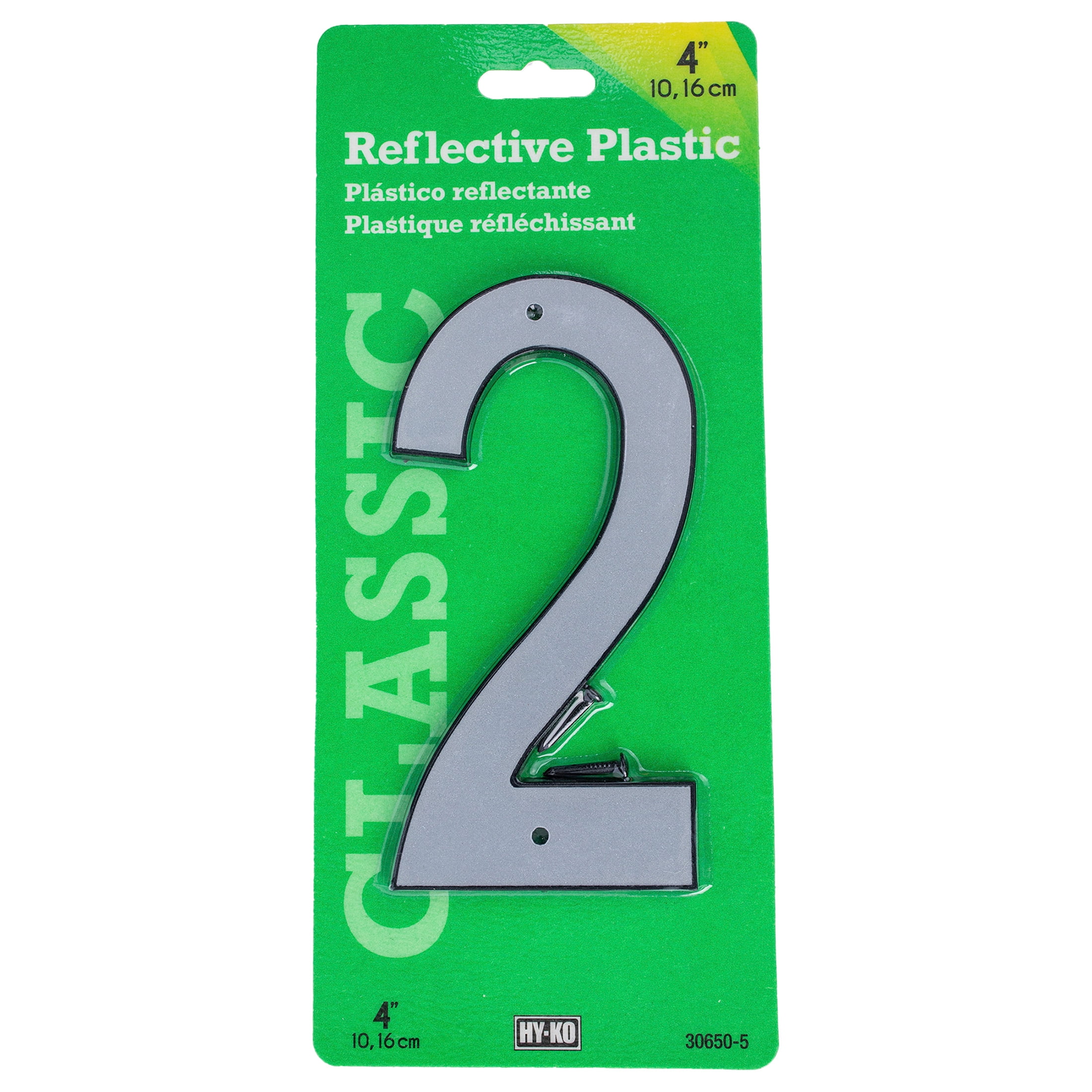 (15 pack) HY-KO 4" Reflective Plastic Modern Number 2