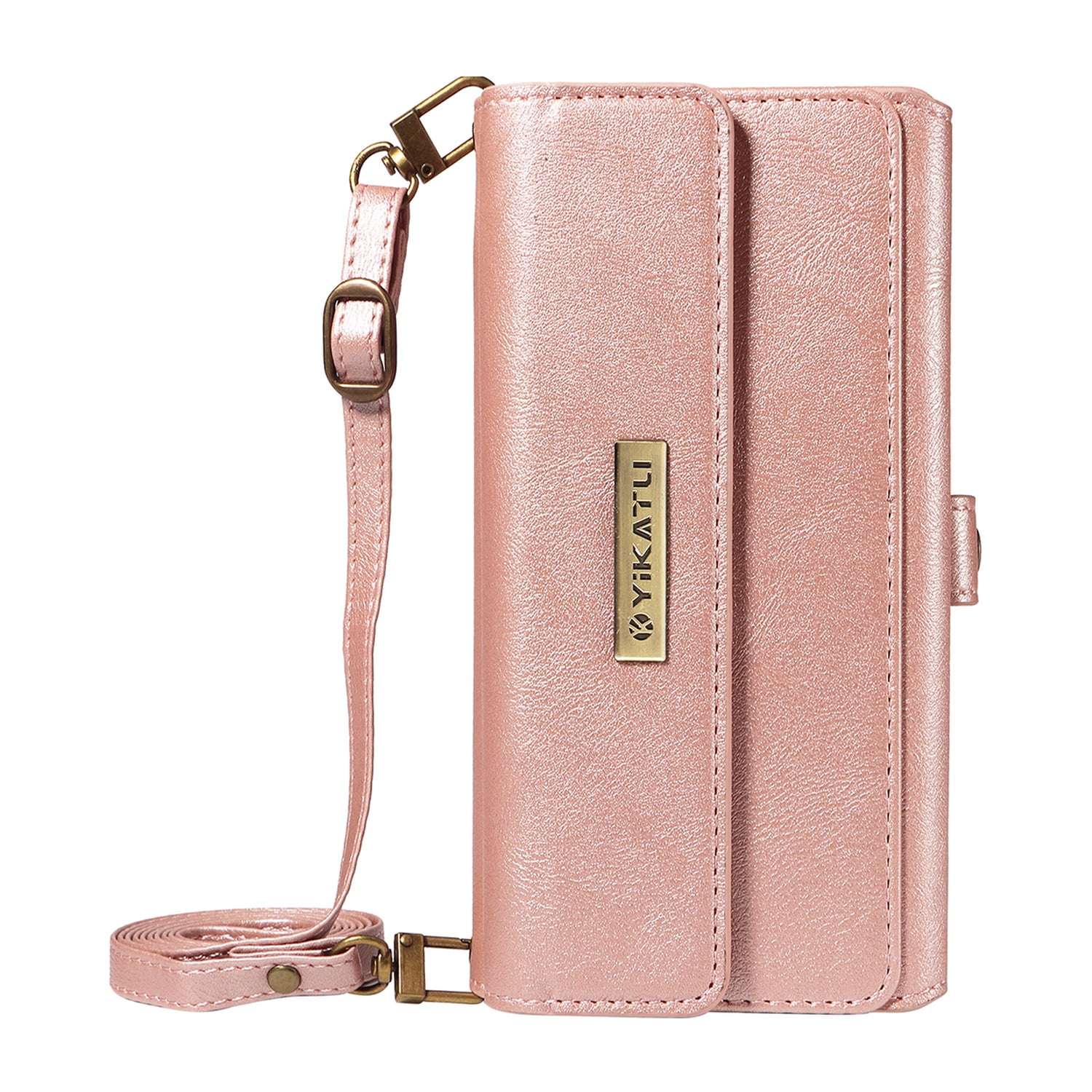 Dteck for Samsung Galaxy A16 5G Case Wallet with RFID Blocking Card Holder for WomenMen, PU Leather Magnetic Snap Flip Zipper Strap Crossbody Wallet Phone Cover 6.7",Rosegold