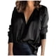 thumbnail image 1 of Blusas de manga larga para viaje de color sólido con cuello en V y encaje de satén para mujer Fridja  fjkfkj4037, 1 of 8