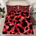 thumbnail image 2 of jejeloiu Chic Cheetah Print Queen Sheet Sets,Wildlife Leopard Flat Sheet,Red Black Queen Fitted Sheet For Men Women,Breathable Home Decor,4pcs, 2 of 7