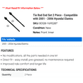 thumbnail image 2 of Tie Rod End Set 2 Piece - Compatible with 2001 - 2006 Hyundai Elantra 2002 2003 2004 2005, 2 of 2