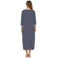 thumbnail image 4 of Chemise de Nuit Rayée Confortable et Décontractée à Manches Trois-Quarts Grande Taille (Marine, G), 4 of 5