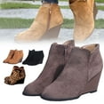 thumbnail image 2 of Funie Bottines en Daim à Bout Fermé Fermeture Éclair Latérale pour Femmes Automne Hiver, 2 of 8