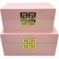 thumbnail image 2 of Galt International Storage Box Set Decorative Storage Box w/Hinged Lid Classic Design Wood Decor Boxes with Geometric Clasp Storage for Bedroom & Home - Set of 2 (Pink & Gold), 2 of 14