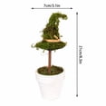thumbnail image 2 of Moss Witch Hat Potted Decor – 8.3 Inch Mini Green Witch Hat with Plastic Cement Look Pot, Halloween Tabletop Ornament with Wood Stick, Rustic Witch Hat Decoration for Garden, Shelf, Party, Home, 2 of 2