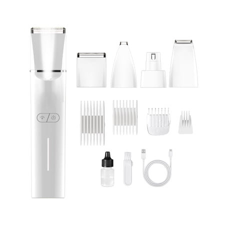 Dog Hair Clippers Grooming Kit and Paw Trimmer Nail Grinder Dog Trimmer for Grooming Rechargeable Cordless Low Noise White
