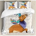 thumbnail image 3 of Moose Twin Size Duvet Cover Set, Deer with Scarf and Rainbow Retro Antler Horns Quote Stay Strong Rain Design Bohem, Decorative 2 Piece Bedding Set with 1 Pillow Sham, Multicolor, by Ambesonne, 3 of 3