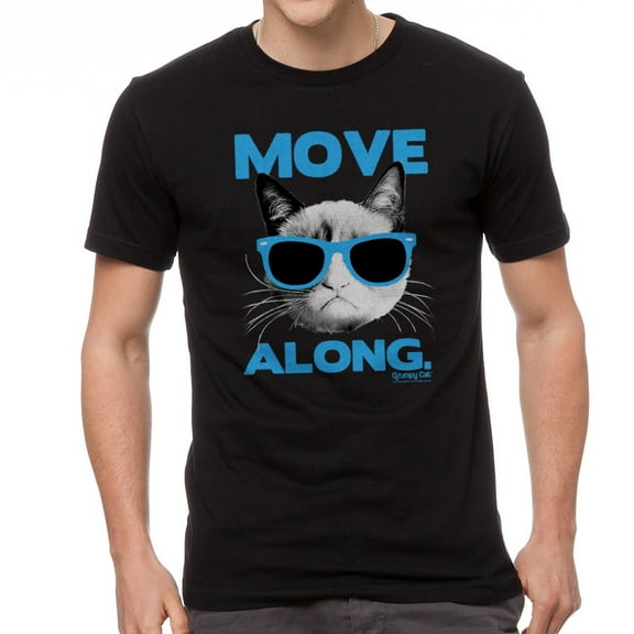 Grumpy Cat Move Along Men Black T-Shirt NEW Size L, Male Large