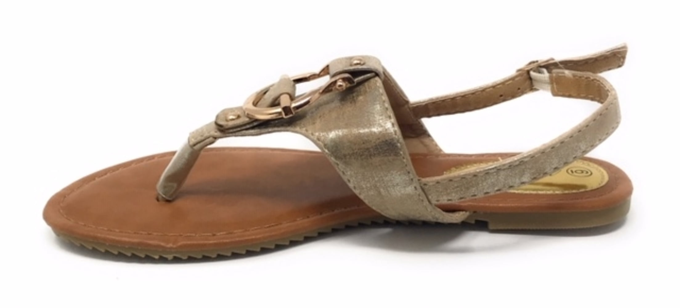 Victoria K Women's Gold Buckle Metallic Sandals