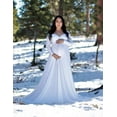 thumbnail image 7 of LRJTENG Womens Maternity Off Shoulders Long Sleeve Photography Pregnants Dress Solid Princess Dress Photo Props Dress, 7 of 7