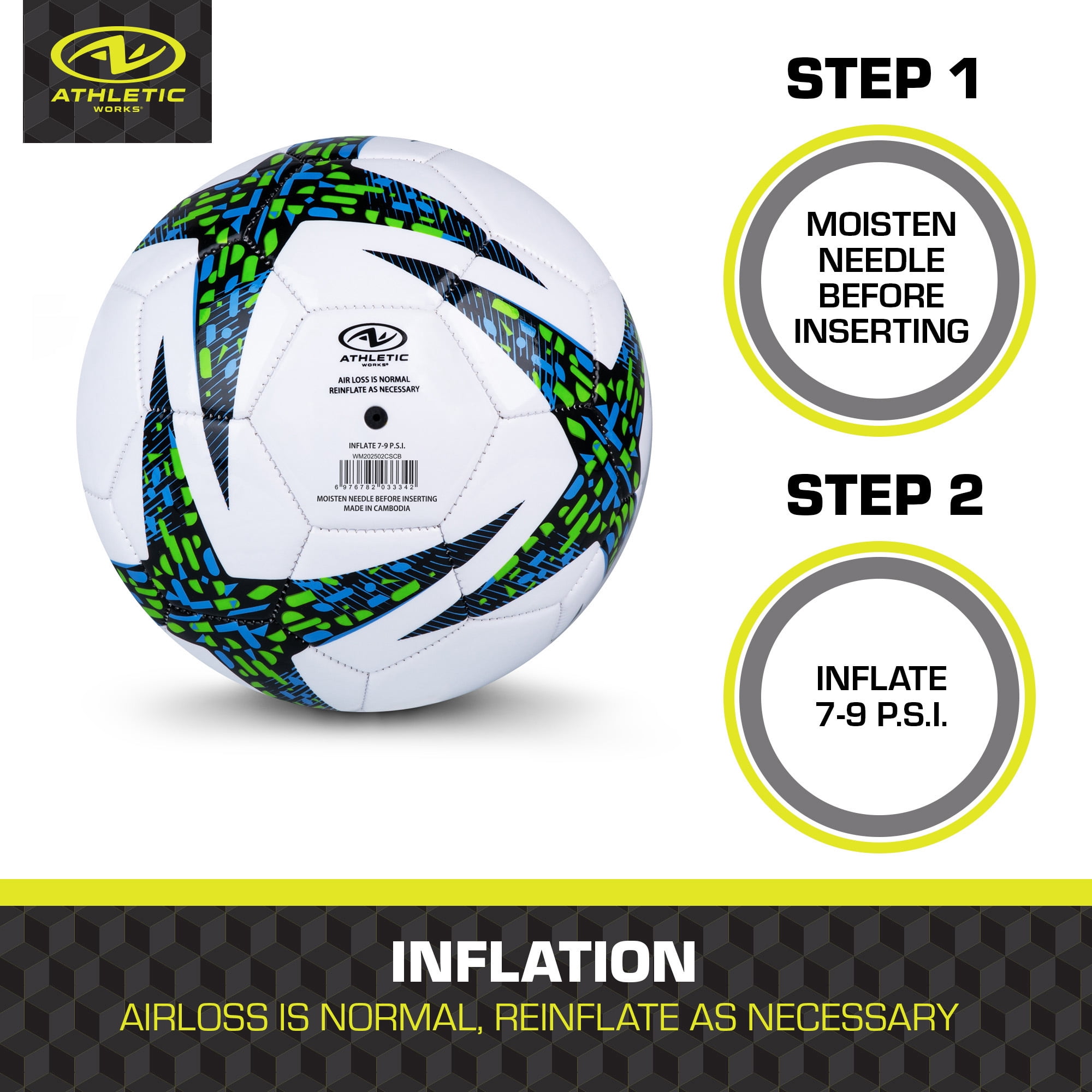 (4 pack) Athletic Works Size 5 Soccer Ball, Blue