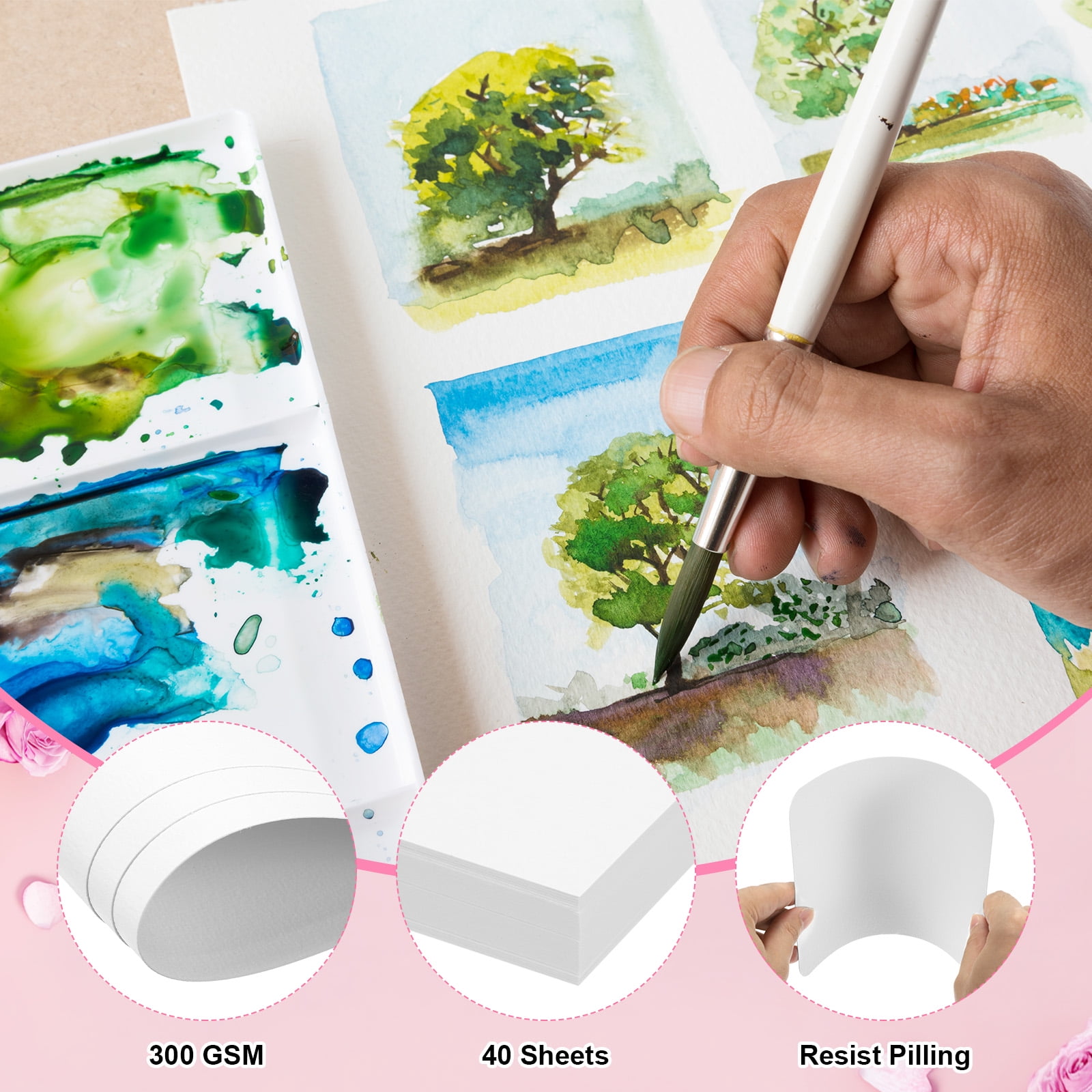 11x15 Inch 140 LB/300 GSM Right Corner Watercolor Paper Bulk, Pack of 40