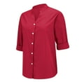 thumbnail image 4 of Women Shirts Women'S Office Ready Linen Shirt - Structured Button Down Blouse,Red Women Shirts 3XL, 4 of 9