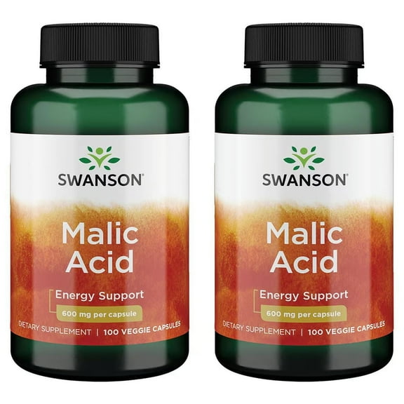 Swanson Malic Acid 600 mg 100 Veg Caps 2 Pack