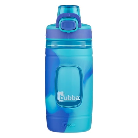 bubba Flo Kids Plastic Water Bottle Pool Blue & Blue Vineyard Tie Dye, 16 fl oz.