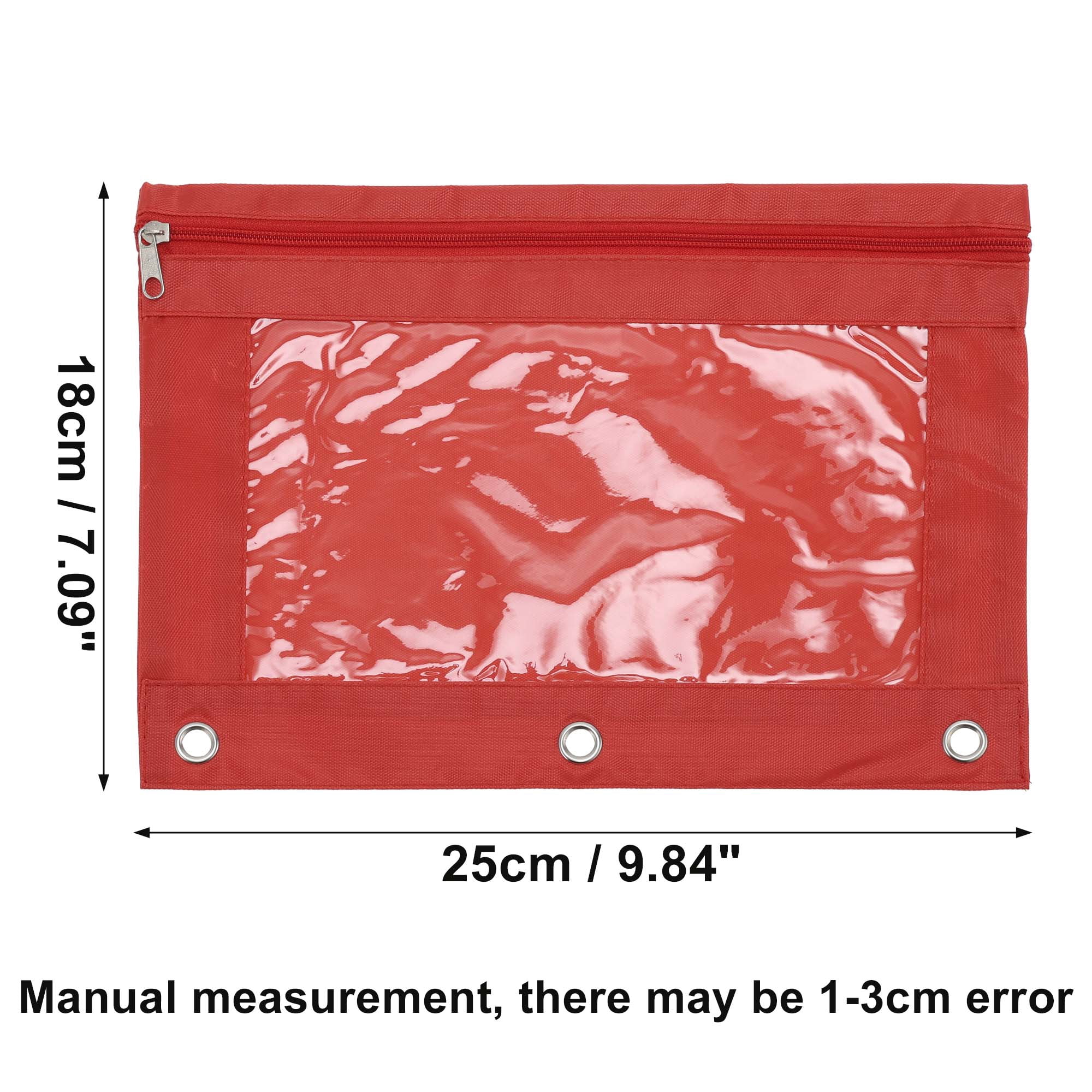 Unique Bargains Pencil Case for 3 Ring Binder, Double Layer, Smooth Zipper Red