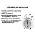 thumbnail image 3 of Reloj Despertador Campana Retro Analógico Estilo Vintage Alarma Decorativo Retro Retroiluminación (Blanco), 3 of 9