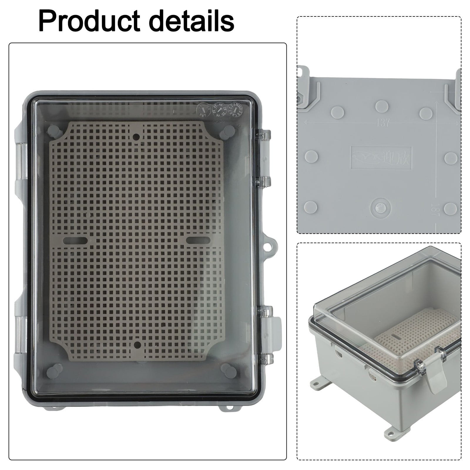Outdoor ABS Plastic Waterproof Electrical Box with Transparent Lid IP66 Rated for Sockets and Equipment Protection Gray 220x170x110mm
