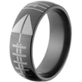 thumbnail image 2 of 8mm Half-Round Black Zirconium Ring with a Laser Football and Yard Lines, 2 of 3
