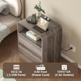 thumbnail image 4 of FANRAL Set of 2 Modern 2 Drawer Nightstands with Charging Station,Wooden Bedside Table End Table with Curved Silhouette & Metal Handles,Gray Night Stand, 4 of 6