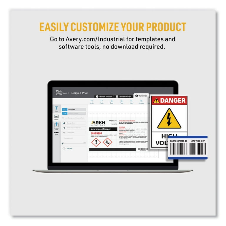 UltraDuty GHS Chemical Waterproof and UV Resistant Labels, 8.5 x 11, White, 50/Box