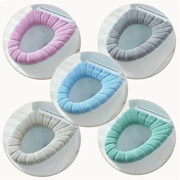 5 Piece Set Toilet Seat Cover , Soft  and Comfortable, Fits Most Toilets, Anti-Slip, Highly Absorbent, Perfect for Home Use