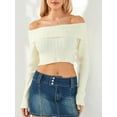 thumbnail image 3 of Rdhnmea Women's Long Sleeve Y2k Crop Tops Off Shoulder Slim Fit Casual Knit Going Out Shirts Tee Clothing Streetwear 2024, 3 of 9