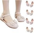 thumbnail image 7 of ZACPNCV Girls Sandals Close Toe Cute Bow Princess Girls High Heels Sparkly Summer Dress Shoes Sandals for Toddler Beige 5.5-6 Years, 7 of 7