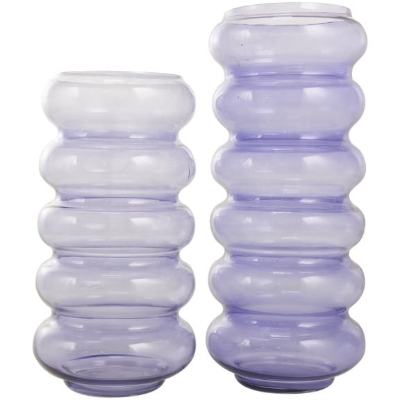 DecMode 13", 11"H Bubble Purple Glass Vase, Set of 2