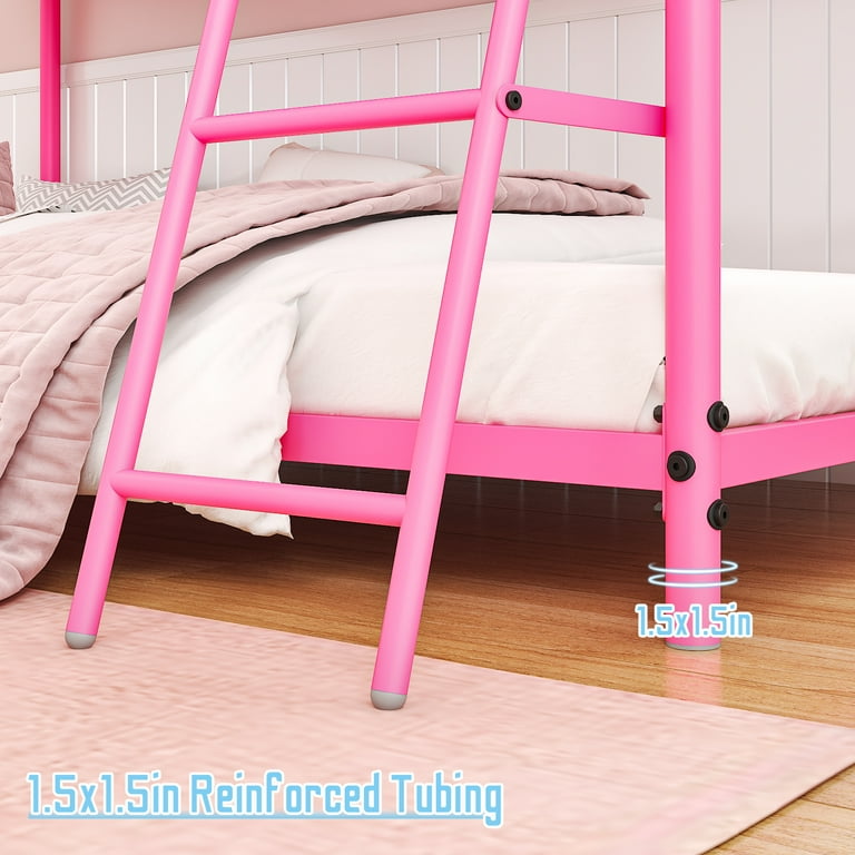 Zimtown Twin-over-Twin Low Profile Junior Bunk Bed, Pink - Walmart.com