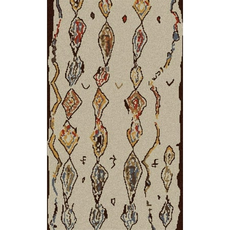 Chocolate Brown Throw Rug 2' x 3' Vintage Diamonds Chocolate Brown, Beige and Rust Red Hand Woven Wool Area Throw Rug ()