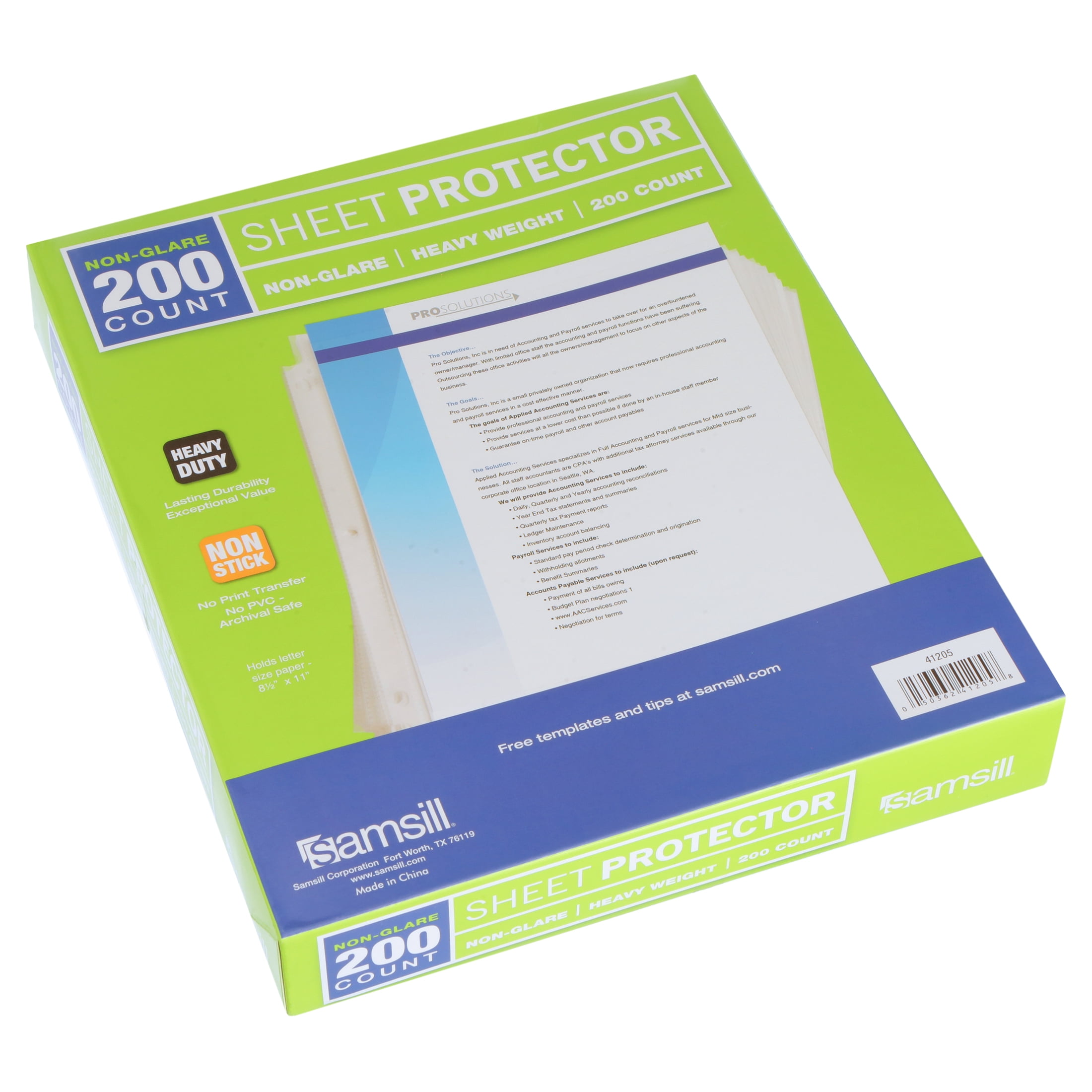 Sam sill Sheet Protectors 8.5 x 11, Non-Glare Page Protector 200 Pack, Heavyweight