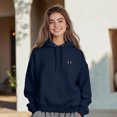 thumbnail image 3 of Dalix Butterfly Embroidery Relaxed Hoodie Soft Fleece Sweatshirt Drawcord Fit Lounge Womens in Navy Blue S Small, 3 of 4