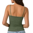 thumbnail image 4 of Women's Double Lined Basic Tank Top Adjustable Spaghetti Straps Sleeveless Camisole Shirts Army Green S, 4 of 5