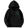 thumbnail image 4 of Kids Sweatshirt St. Patrick'S Day Girls Long Sleeve Hooded Sweatshirt Shamrock Print Pocket Pullover Soft Casual Wear Black 9 Years-10 Years, 4 of 4