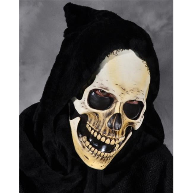 Scary Black Hooded Grim Reaper Mask Latex Halloween Horror Adult Men Women 
