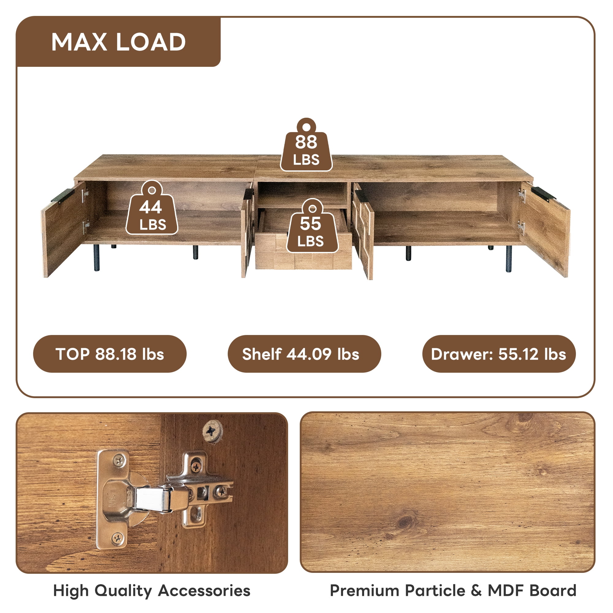 Euroco 78" TV Stand for 85 75 65 Inch TV, TV Consoles for Living Room, Entertainment Center Wood TV Media with Storage