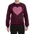 thumbnail image 2 of Wild Bobby, Pink Ribbon Heart, Breast Cancer Awareness, Unisex Crewneck Graphic Sweatshirt, Maroon, X-Large, 2 of 5