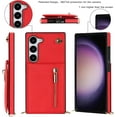 thumbnail image 2 of Crossbody Wallet Case for Samsung Galaxy S23, PU Leather Zipper Handbag Purse Flip Cover with Kickstand Case for Samsung Galaxy S23 ZP Red, 2 of 17