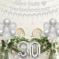 thumbnail image 4 of 30th Wedding Anniversary Decorations, Happy Pearl Wedding Anniversary Banner, Silver Number 30 Foil Balloons, Bunting Flag, Table Confetti, 30th Wedding Anniversary Party for Couple, 4 of 6
