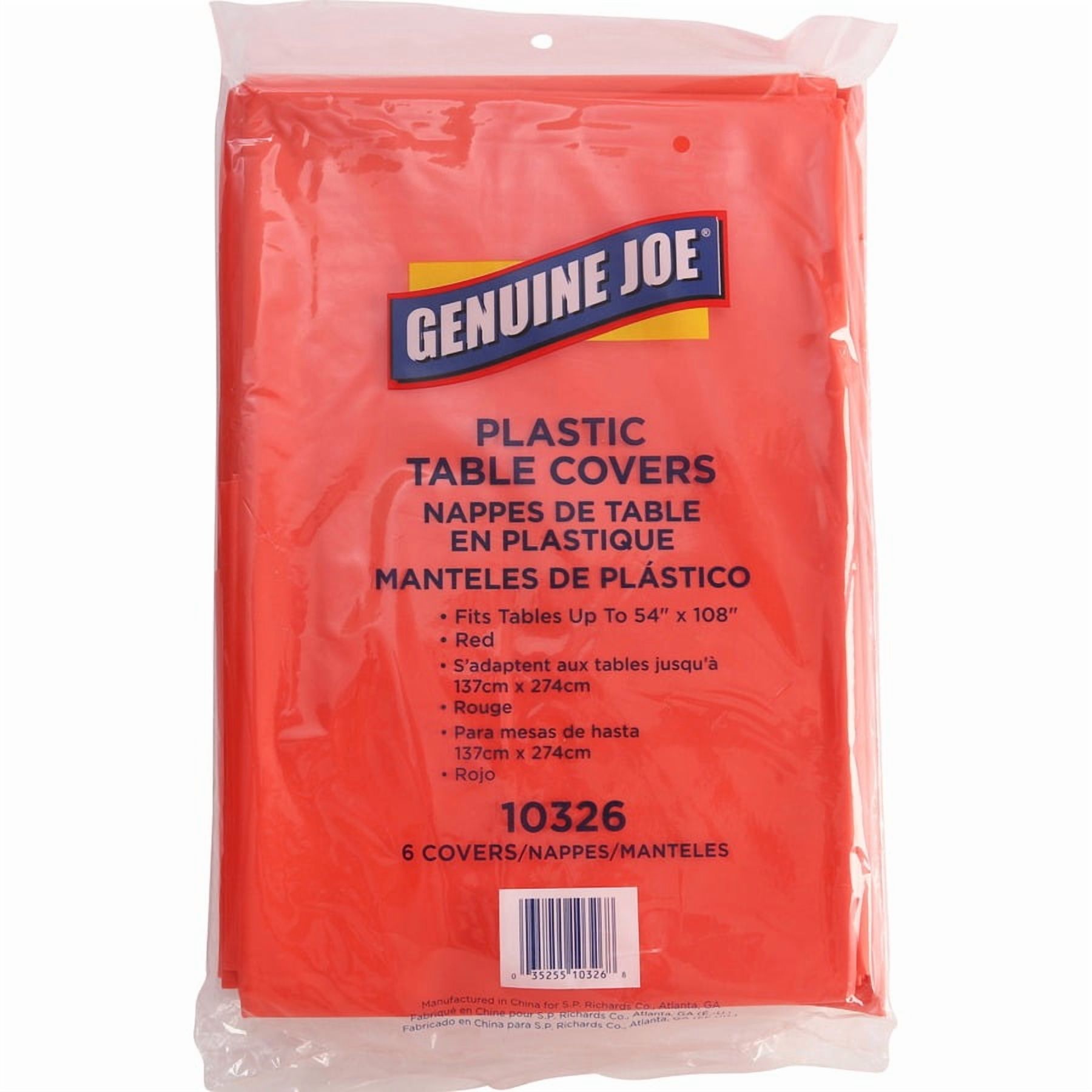 Genuine Joe Plastic Rectangular Table Covers - 108" Length X 54" Width - Plastic - Red - 24 / Carton
