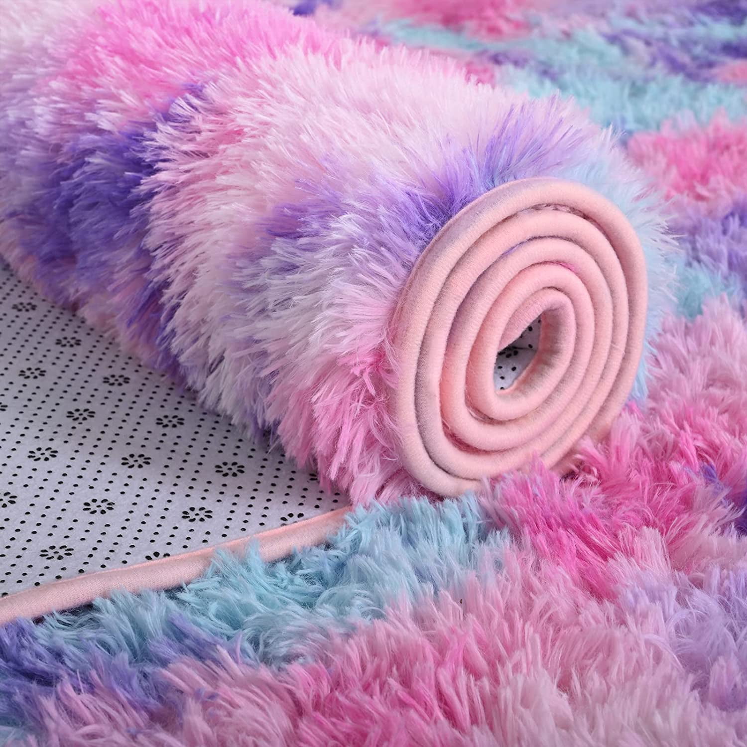 Lochas Super Soft Rainbow Area Rugs Colorful Carpet Plush Rug for Living Room Bedroom Kidroom Fluffy Mat, 5'x8'