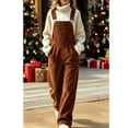 thumbnail image 5 of Vynhevius Women's Corduroy Bib Overalls Adjustable Straps Wide Leg Pockets Loose Casual Winter One Piece Pants, 5 of 8