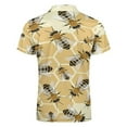 thumbnail image 5 of Honey Bee Bee Honeycomb Pattern Men Zipper T-shirt Summer Casual Short Sleeve T-shirt Top, 5 of 7