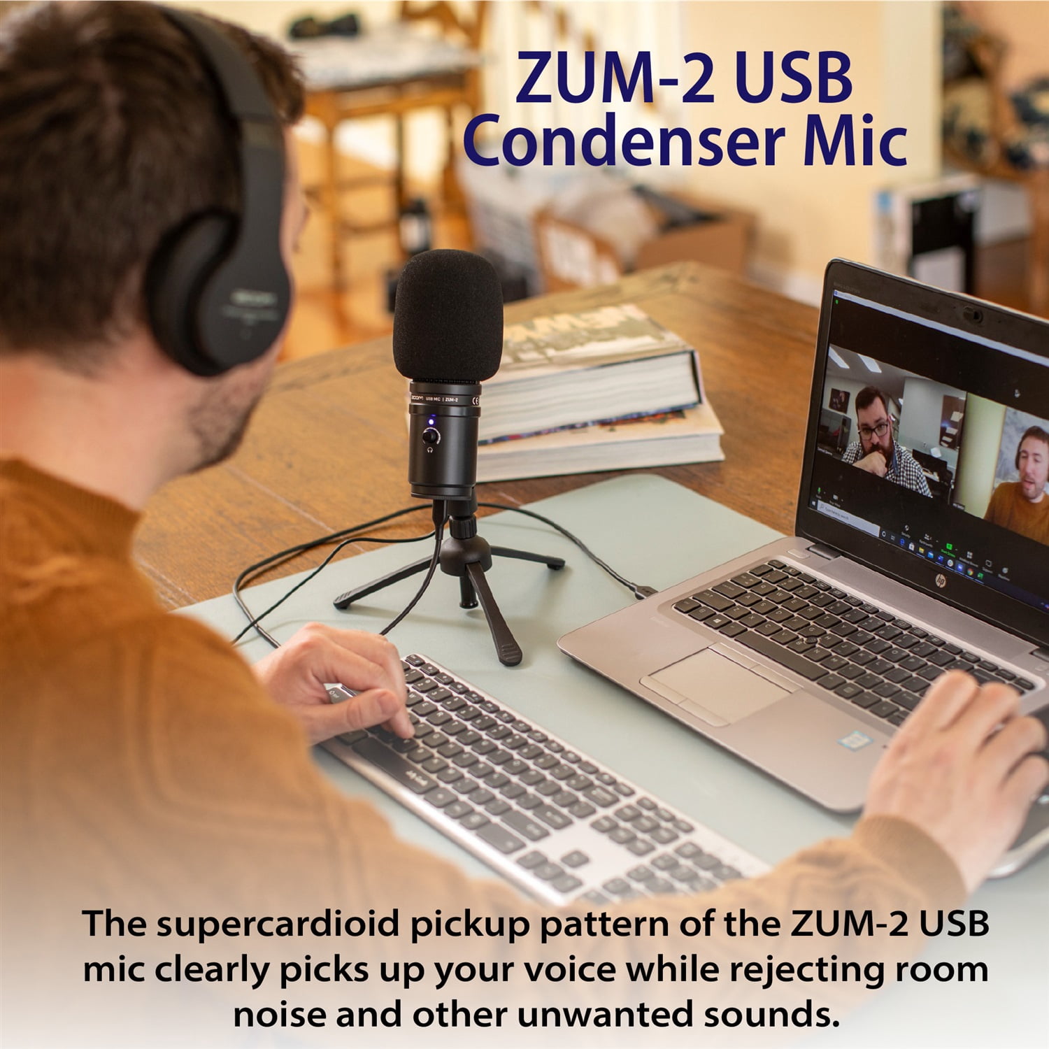 Zoom ZUM-2 Dual Mic Podcasting Bundle – Includes 2 USB Condenser Microphones, 2 Headphones, 2 Tripod Stands, 2 Mic Mounts, 2 Windscreens, 2 USB Cables, 32GB microSDHC Card w/ Adapter & Cleaning Cloth