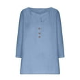 thumbnail image 6 of bnaln Summer Tops for Women 2025 Trendy Casual Cotton Linen Shirts Button V Neck 3/4 Sleeve Loose Fit T-Shirts Oversized Tees Ladies Tops Henley Shirt Going Out Top Holiday Outfits, 6 of 6