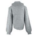 thumbnail image 4 of Wutalume Women's Relaxed Loose Long Sleeve Turtleneck Pullover Solid Color Knit Sweater, Cozy Winter Top, Soft Fabric for All Day Comfort,Gray M, 4 of 5